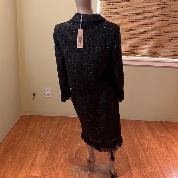 Zcrave Skirt Set Black Tweed With Metallic  Thread And Gold Buttons Size M - Picture 6 of 10